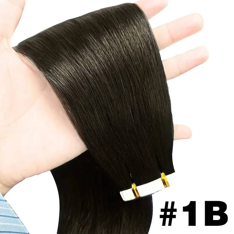 Natural Color Tape In Hair Extensions Human Hair Silk Straight Seamless Invisible Tape 20Pcs for Women Salon High Quality — image 10
