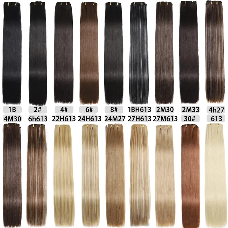 6-Piece Set 24-Inch Synthetic Clip-On Hair Extensions Straight Hair Removable Lightweight Synthetic Wig Women's Exclusive