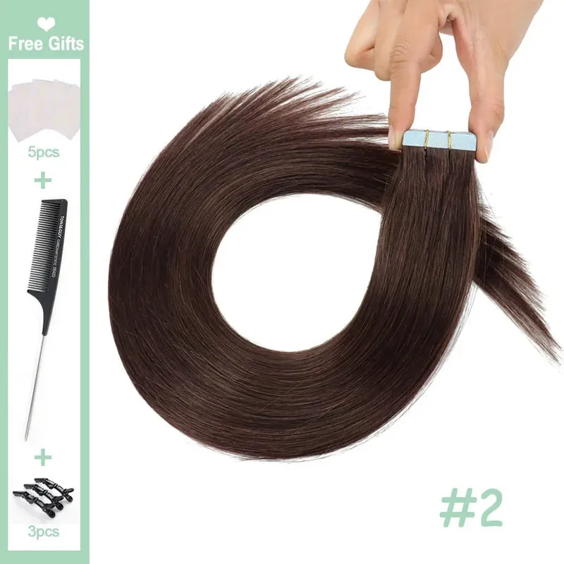 12-24" Brazilian Remy Hair 20pcs Straight Seamless Invisible Tape In Human Hair Extensions Tape In Hair Extensions Human Hair