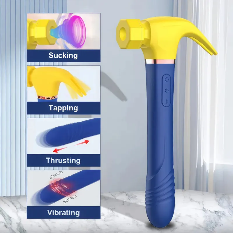 Hammer Vibrator Multifunctional Sex Machine G Spot Stimulation Telescopic Dildo Vaginal Masage Cit Sucking Female Masturbator — image 9