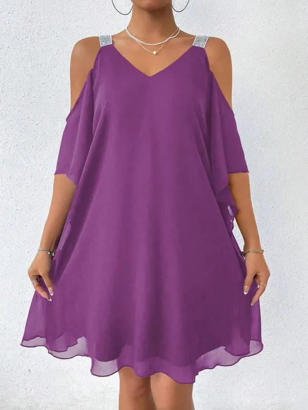 Women's V Neck Puff Sleeve Sequin Dress Fashion Party Gown Casual Life & Gathering Wear Elegant Evening — image 3