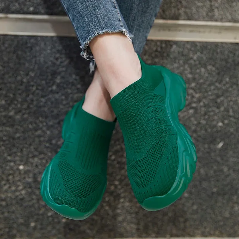 Men's Breathable Knit Sock Sneakers Lightweight Platform Walking Shoes for Outdoor Walking Commuting and Casual Wear — image 3