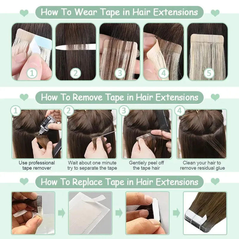 12-24" Brazilian Remy Hair 20pcs Straight Seamless Invisible Tape In Human Hair Extensions Tape In Hair Extensions Human Hair