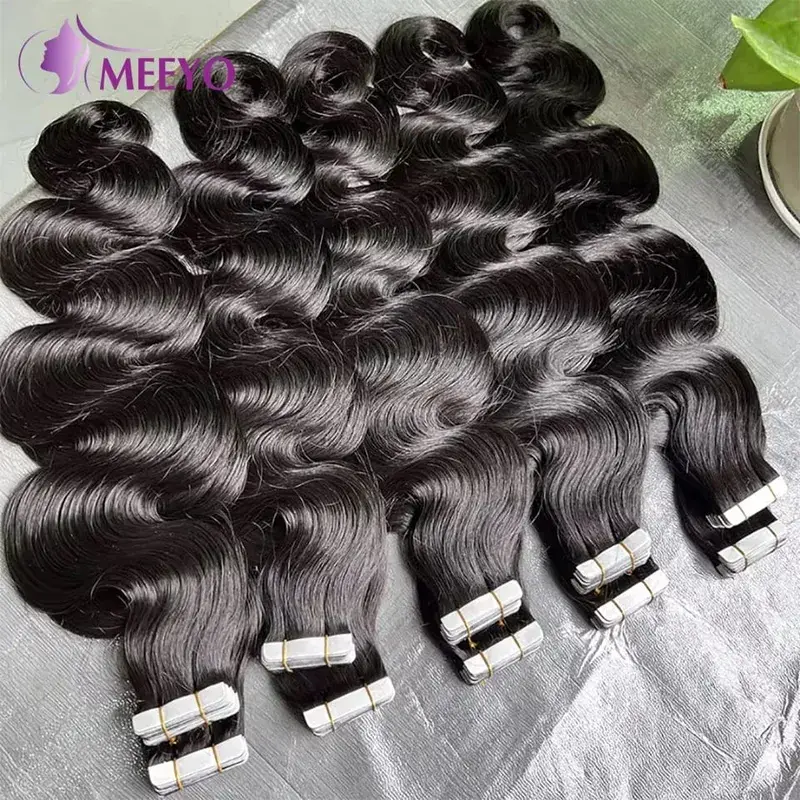 Body Wave Tape In Hair Extensions Extensions 100% Real Vietnamese Human Hair Natural Black Invisible Tape on For Woman 16-26inch