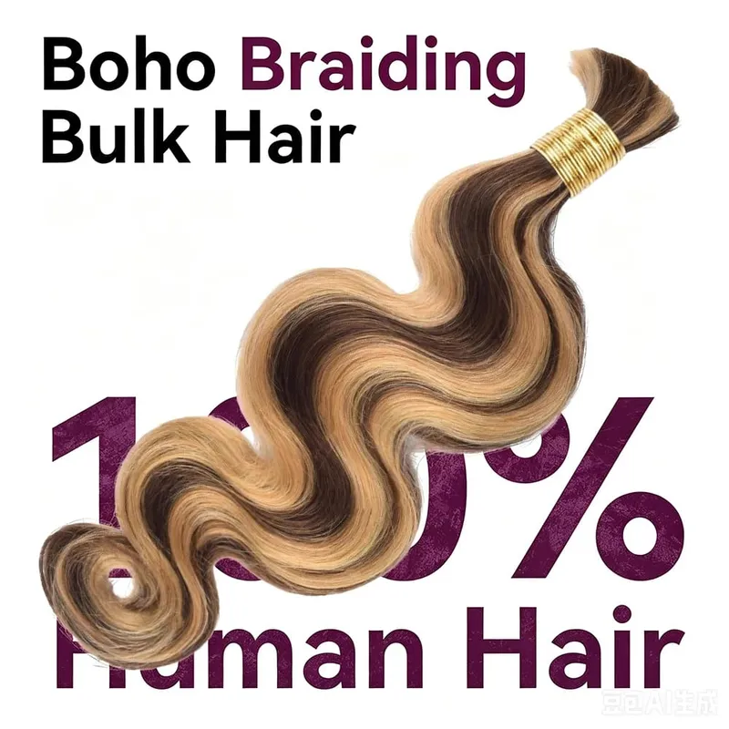 Boho Braiding Hair Body Wave 100% Vrigin Human Braiding Hair 50G/Pc #4/27 Highlight Color Human Hair For Boho Braids 16-26 Inch — image 3