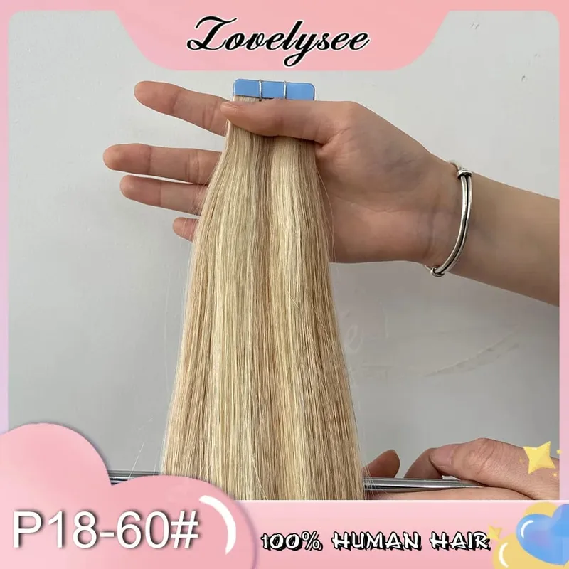 קלטת Balayage בתוספות שיער שיער אדם 100% שיער רמי ישר חלק בלתי נראה 20 יח'/40 יח' קלטת קלטת שיער אדם צ'יק אנד