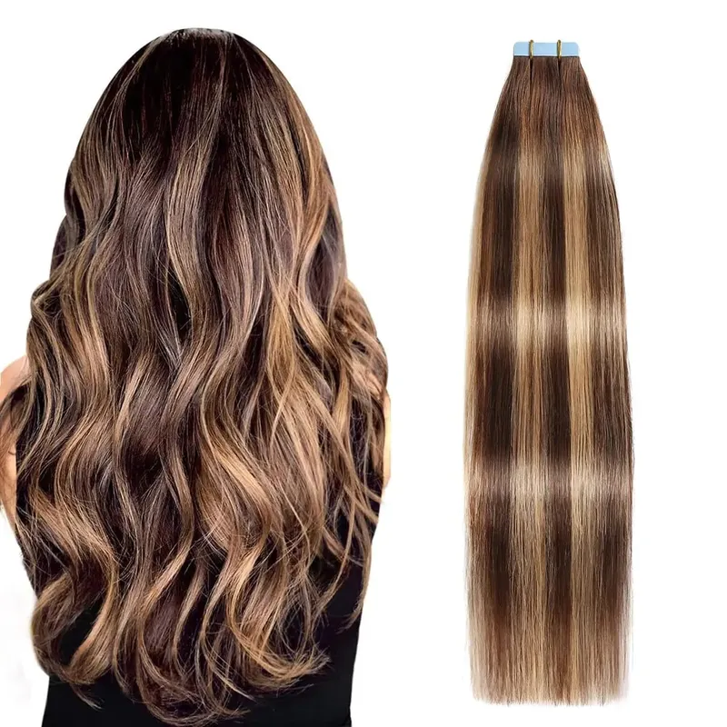 Tape in Hair Extensions Human Hair Seamless Tape in Hair Extensions Invisible Tape ins Virgin Remy Human Hair 50g/pack