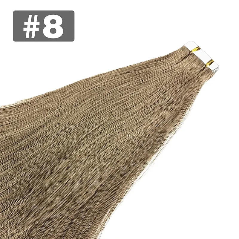 20pcs/Pack Tape In Human Hair Extensions Natural Straight 100% Remy Human Hair Extensions with Seamless Invisible Tape Ins Hair — image 12