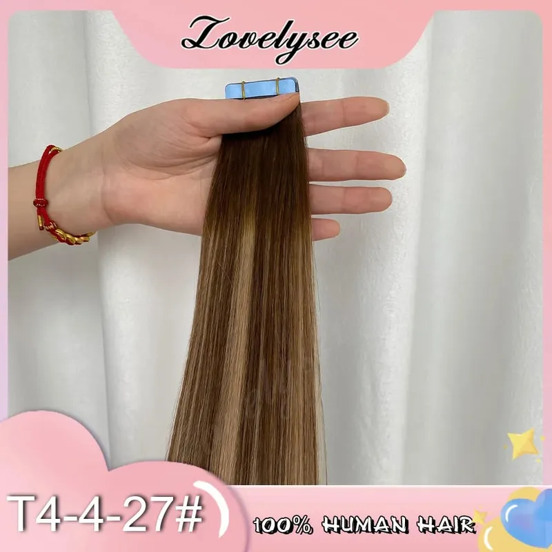 קלטת Balayage בתוספות שיער שיער אדם 100% שיער רמי ישר חלק בלתי נראה 20 יח'/40 יח' קלטת קלטת שיער אדם צ'יק אנד