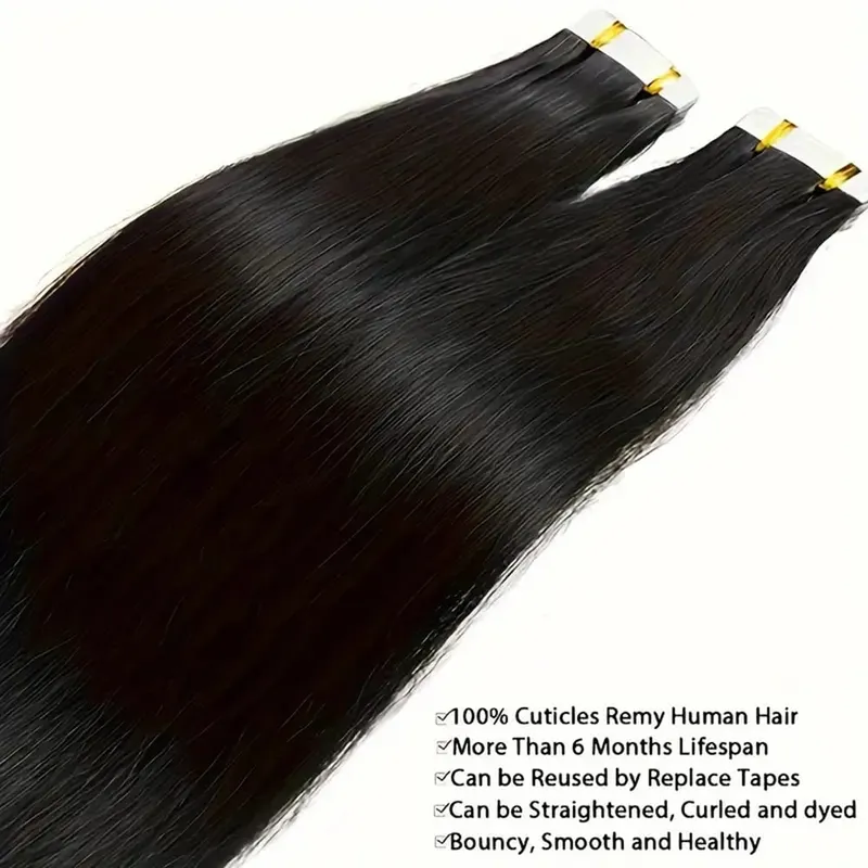 Straight Tape In 100% Real Remy Human Hair Brazilian Human Hair Extensions Skin Weft Adhesive Tape Hair Extensions 50G/set 20pcs — image 6