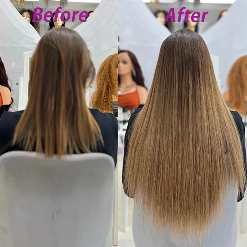 Natural Color Tape In Hair Extensions Human Hair Silk Straight Seamless Invisible Tape In Extensions Color P4/27 20Pcs for Women