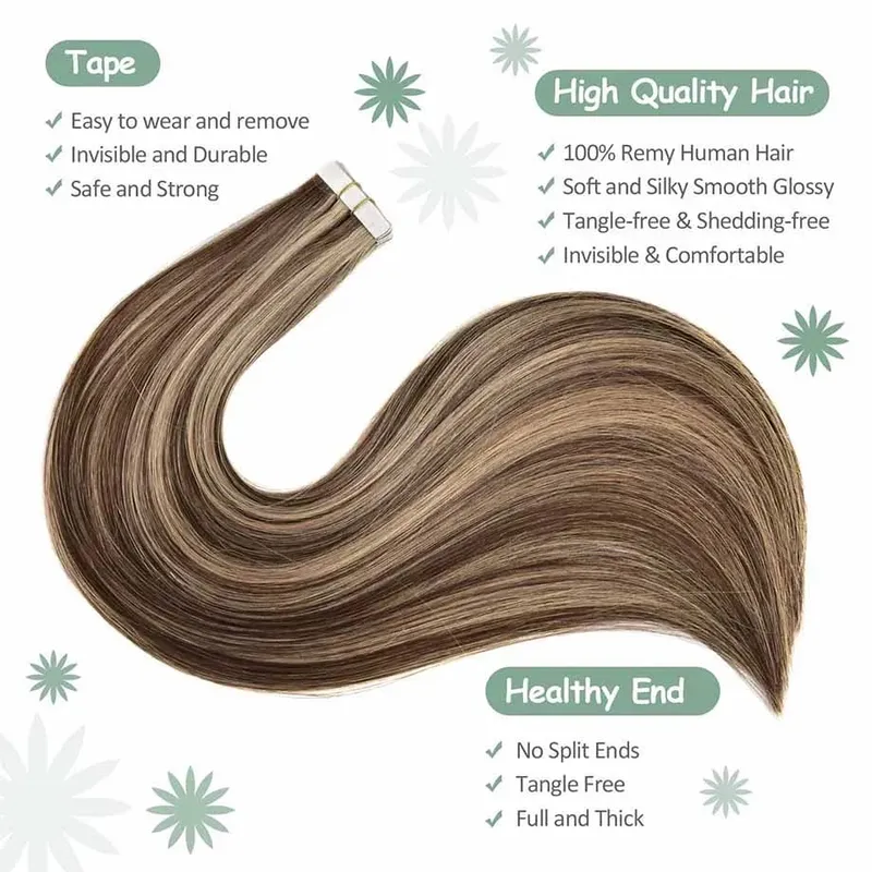 12-24" Brazilian Remy Hair 20pcs Straight Seamless Invisible Tape In Human Hair Extensions Tape In Hair Extensions Human Hair
