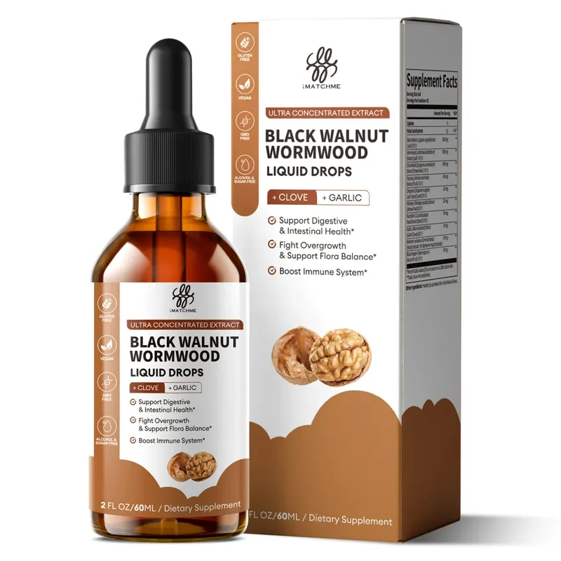 iMATCHME Black Walnut Wormwood Liquid Drops with Berberine,Soursop,Garlic & Clove for Gut Cleanse & Digestive Health Support Antioxidant