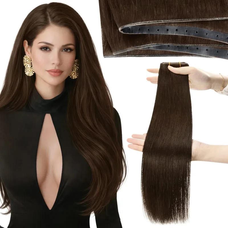 Moresoo Butterfly Weft Human Hair Extensions PU Hole Straight Extensiones De Cabello Humano Pu Hole Weft for Women and Party