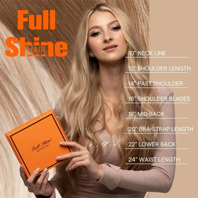 Full Shine Tape in Hair Extensions Human Hair Seamless Silky Straight Skin Weft 20Pcs 50G Add Length for Wedding