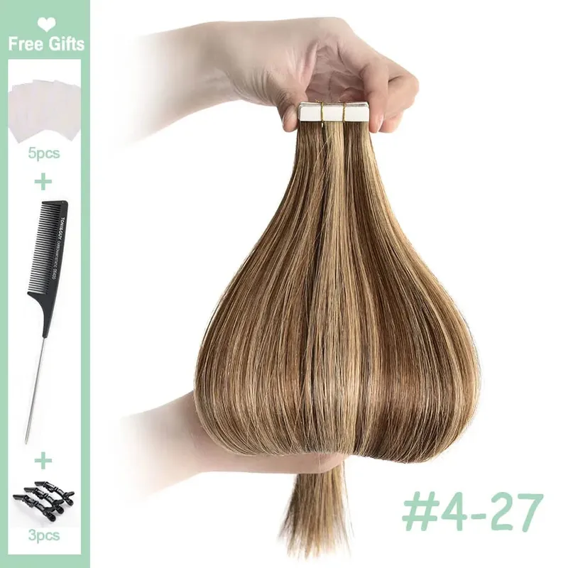 12-24" Brazilian Remy Hair 20pcs Straight Seamless Invisible Tape In Human Hair Extensions Tape In Hair Extensions Human Hair