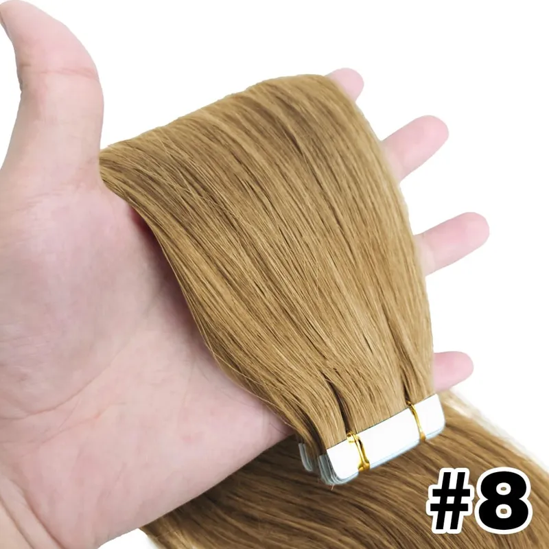 Tape In Hair Extensions Remy 100 Human Hair Straight Seamless Skin Weft Tape Hair Extensions Natural Black Hair For Women — image 14