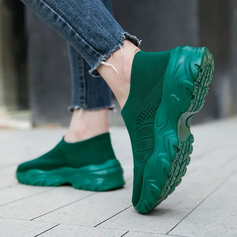 Men's Breathable Knit Sock Sneakers Lightweight Platform Walking Shoes for Outdoor Walking Commuting and Casual Wear — image 2