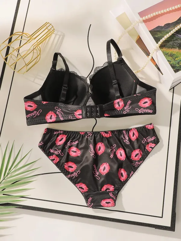 Conjunto de lencería Sexy de encaje con estampado de retazos de alta calidad, sujetadores push-up con aros para mujer, ropa interior femenina, conjunto de bragas S-XL — image 2