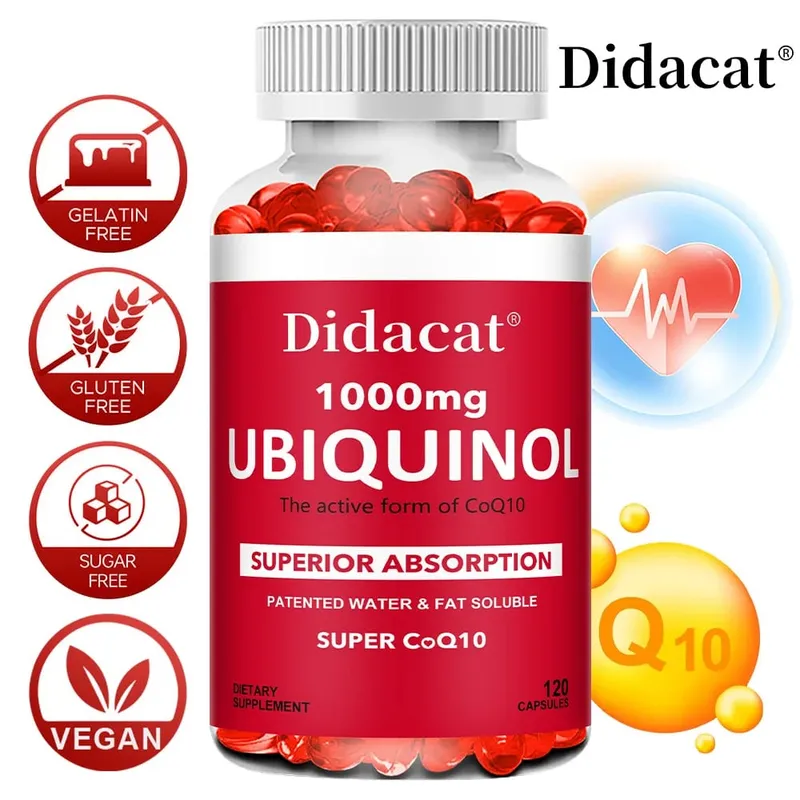 Ubiquinol CoQ10 Vegetable Softgels 1000mg Natural Antioxidant Supplement Cardiovascular Skin & Energy Wellness Support — image 1