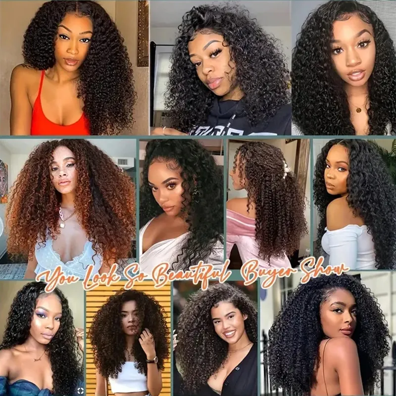 Synthetic 16 Clip In Hair Extensions Kinky Curly Fluffy Black Blonde Full Head Fake Pieces Hair Extensions For Black Women — image 6