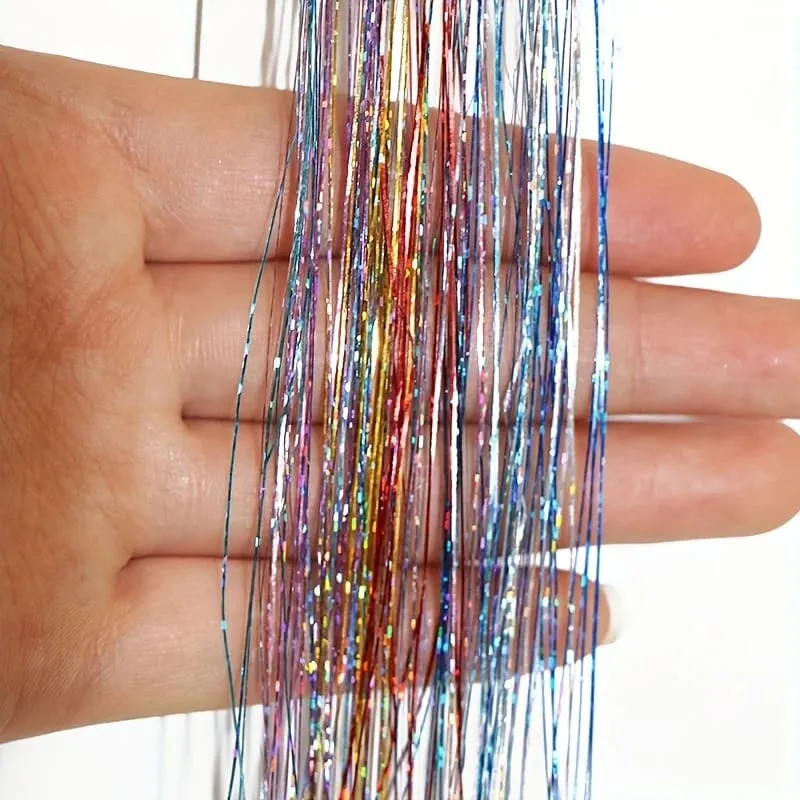 20-inch 6-clip synthetic fibers hair extensions glittery fairy hair extensions sparkly horse hair shimmering set for horse — image 6