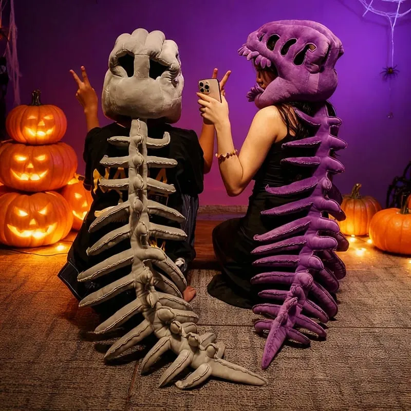 Dinosaur Skeleton Headgear Pillow - 4 Colors Perfect for Party Cosplay & Cozy Sofa Lounging — image 6