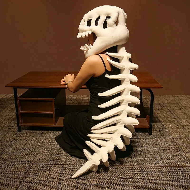 Dinosaur Skeleton Headgear Pillow - 4 Colors Perfect for Party Cosplay & Cozy Sofa Lounging
