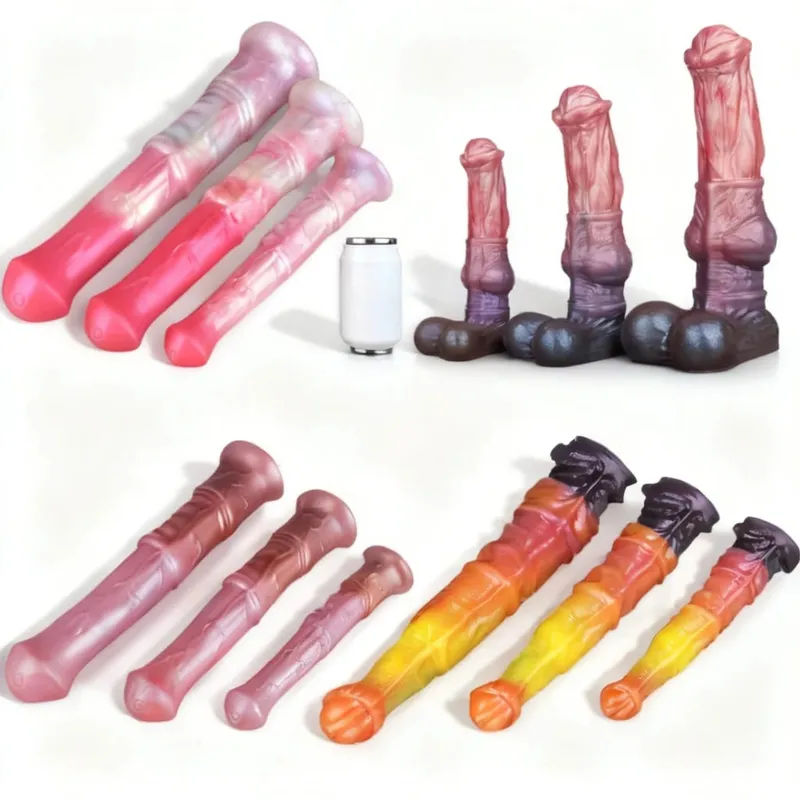 3 size S M L Colorful Large Long Silicone Fantasy Horse Dildo With Suction Cup Anal Dildo Penis Sex Toys for Women Men — image 1