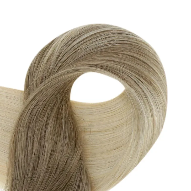 Full Shine Seamless Invisible Clip In Extensions Human Hair 8 τμχ 120g Remy Balayage Ξανθό Χρώμα — image 3