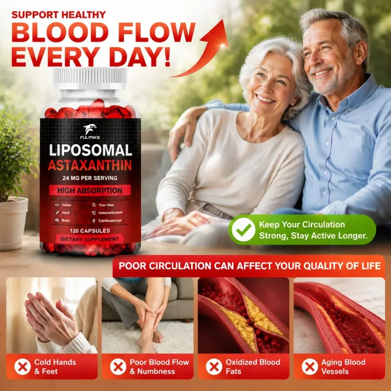 Liposomal Astaxanthin Capsules with Phosphatidylcholine Support Antioxidant Brain Eye Cardiovascular Joint & Skin Health