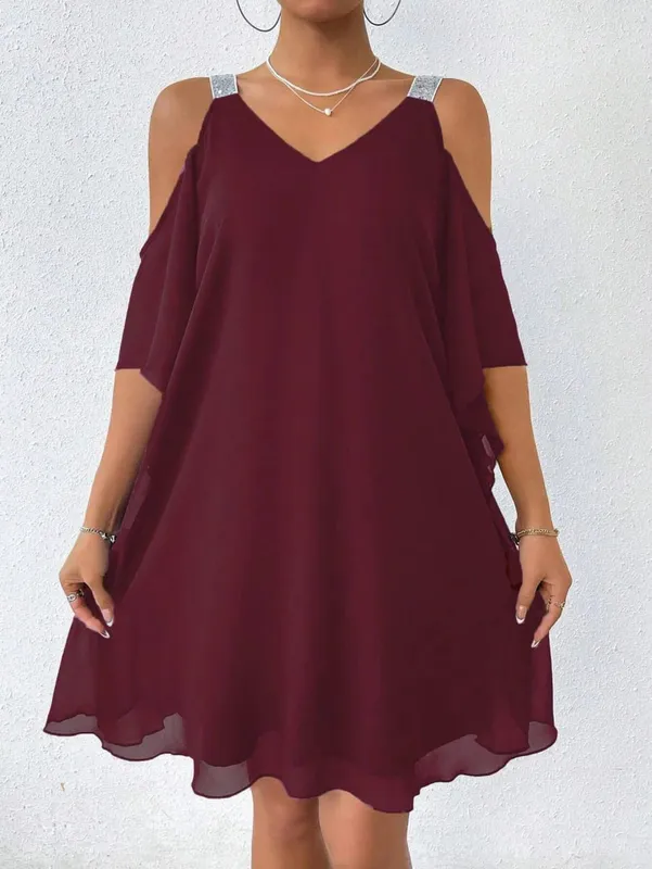 Women's V Neck Puff Sleeve Sequin Dress Fashion Party Gown Casual Life & Gathering Wear Elegant Evening — image 4