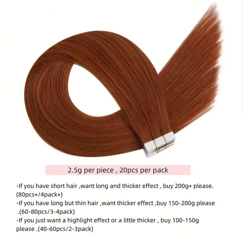 Jessie's Wig #33 16-26inch Tape In Hair Extensions 20pcs/Pack 50g Remy Silky Straight Human Hair Extensions For Volume Add — image 2