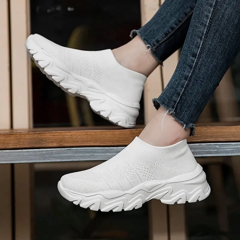 Men's Breathable Knit Sock Sneakers Lightweight Platform Walking Shoes for Outdoor Walking Commuting and Casual Wear — image 5