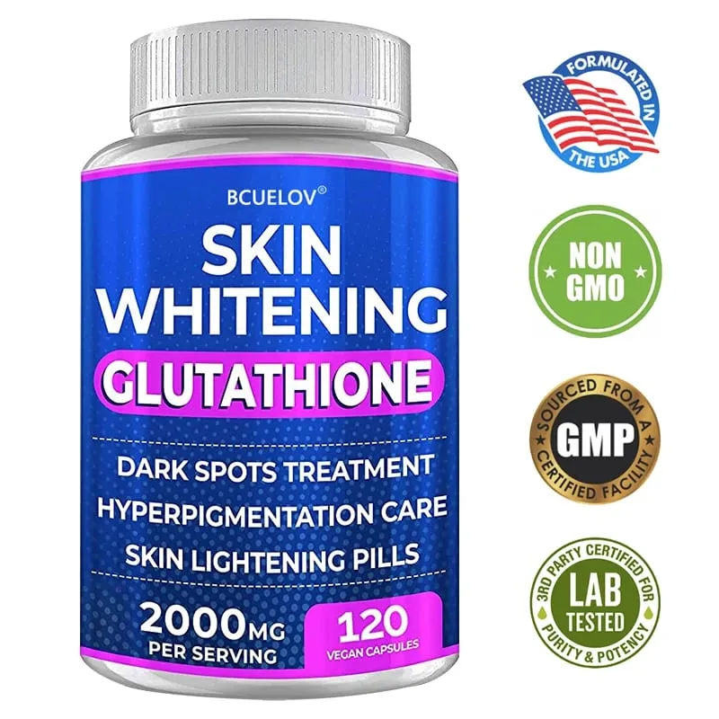 Kurkuma-Bärentraube-Vitamin-Gluthathion-Hautaufhellungspillen – 2000 mg – Gleicht freie Radikale aus und reduziert oxidativen Stress