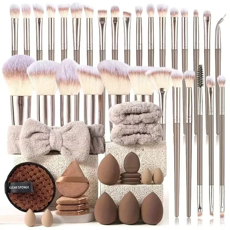 Premium Makeup Brushes Set Including Makeup Brushes Hairband Wrist Sponge Ball Powder Puff Silicone Cleaning Makeup Brush Tool — image 1