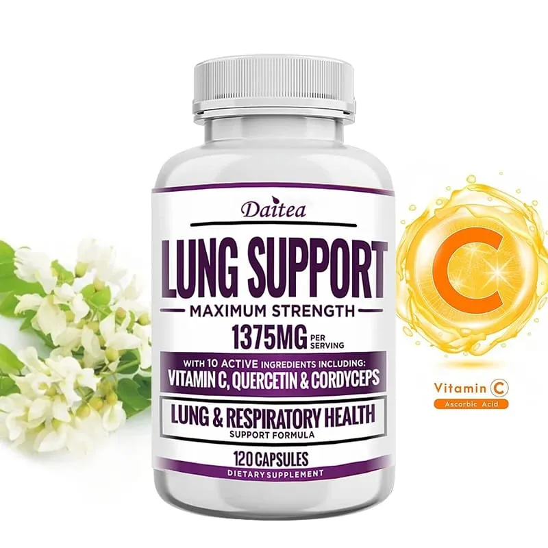 Lung Support Supplement for Lung Cleanse & Detox with Quercetin Bromelain Vitamin C & Cordyceps for Lung Respiratory Support — image 1