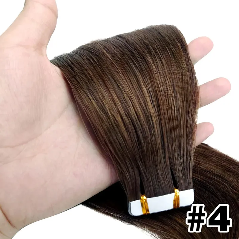 Natural Color Tape In Hair Extensions Human Hair Silk Straight Seamless Invisible Tape 20Pcs for Women Salon High Quality — image 12