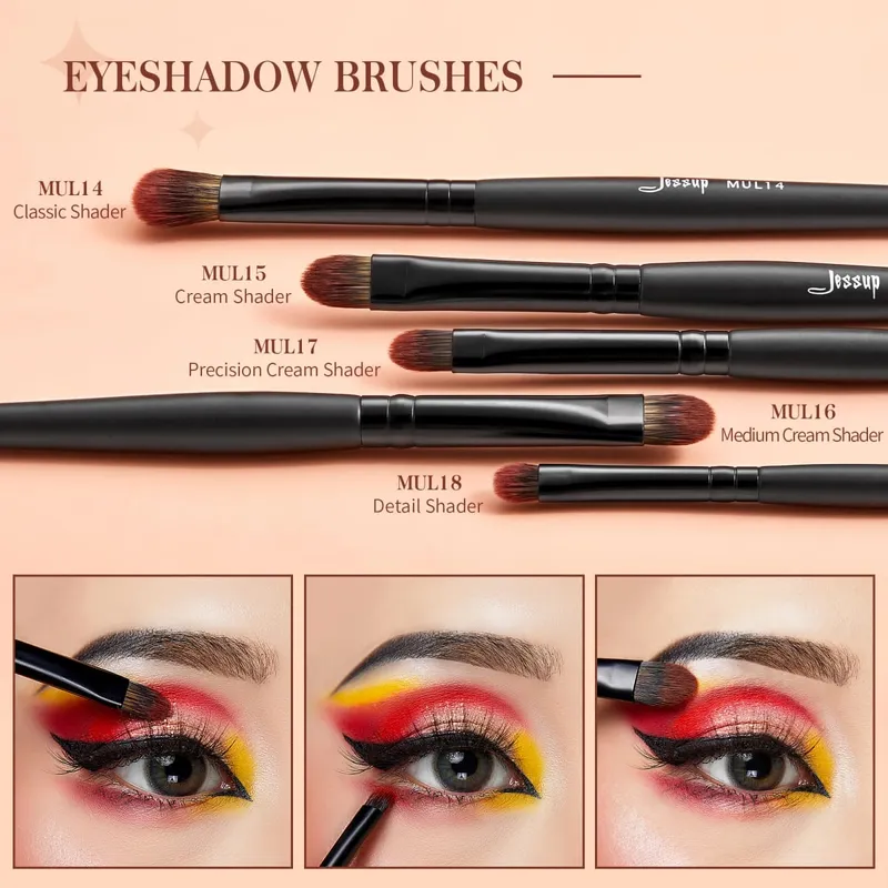 Jessup Eye Brushes Set 16pcs Makeup Brushes Synthetic Precision Eyebrow Brush Eyeshadow Blending Concealer Eyeliner T272