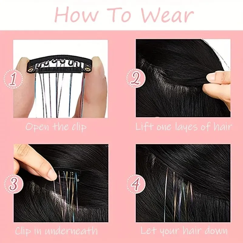 20-inch 6-clip synthetic fibers hair extensions glittery fairy hair extensions sparkly horse hair shimmering set for horse — image 5