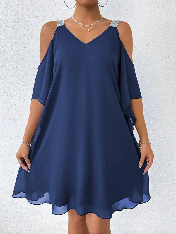 Women's V Neck Puff Sleeve Sequin Dress Fashion Party Gown Casual Life & Gathering Wear Elegant Evening — image 2