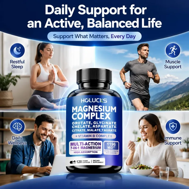 Magnesium Complex Capsules with Vitamin B6 Support Sleep Bone Heart Health Stress Relief Muscle Strong Nerves Metabolism