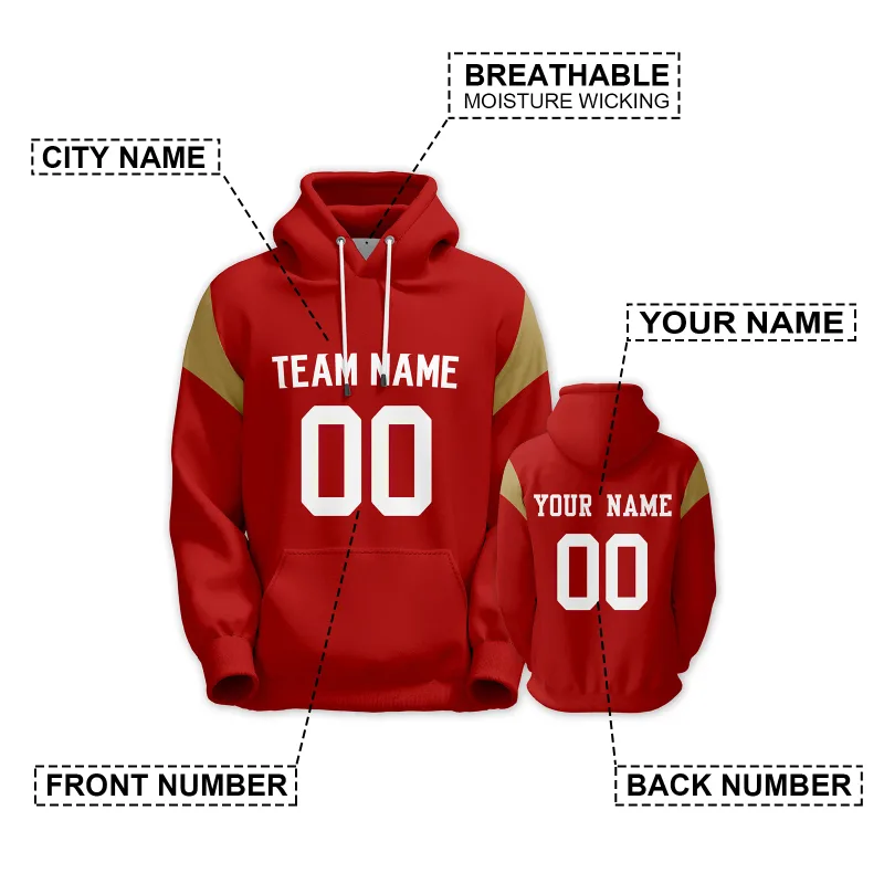Men's Custom Football Hoodie Personalized Printed Team Name Number Sweatshirt Game Day Pullover Gift — image 3