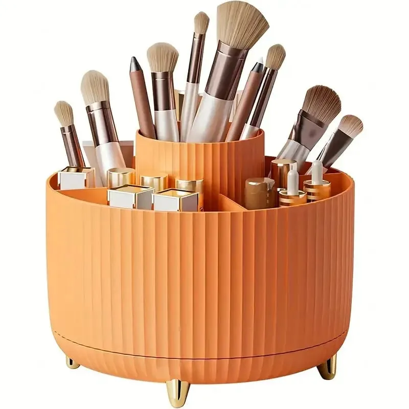 360° Rotating Makeup Organizer Makeup Holder Cosmetic Storage with 5 Compartments Multi-Functional Holder for Brushes Pen — image 19