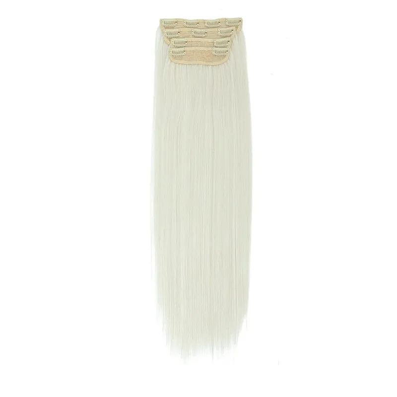 Straight High Temperature Fiber 11 Clips Ins Hair Extensions 24 Inch Orange Brown Synthetic Hair Daily Use Hair Pieces For Women — image 17