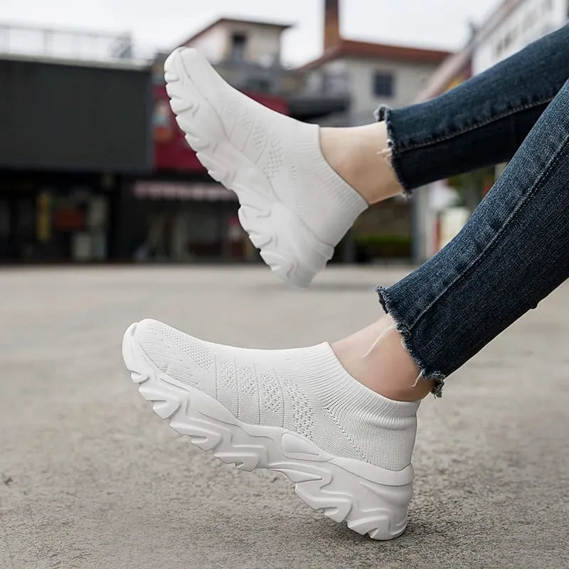 Men's Breathable Knit Sock Sneakers Lightweight Platform Walking Shoes for Outdoor Walking Commuting and Casual Wear — image 4
