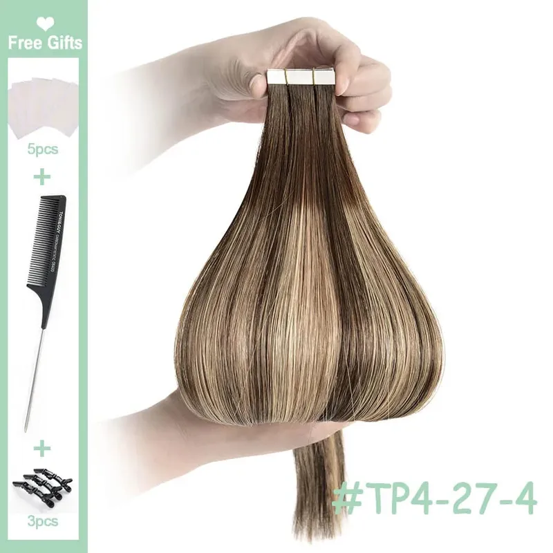 12-24" Brazilian Remy Hair 20pcs Straight Seamless Invisible Tape In Human Hair Extensions Tape In Hair Extensions Human Hair