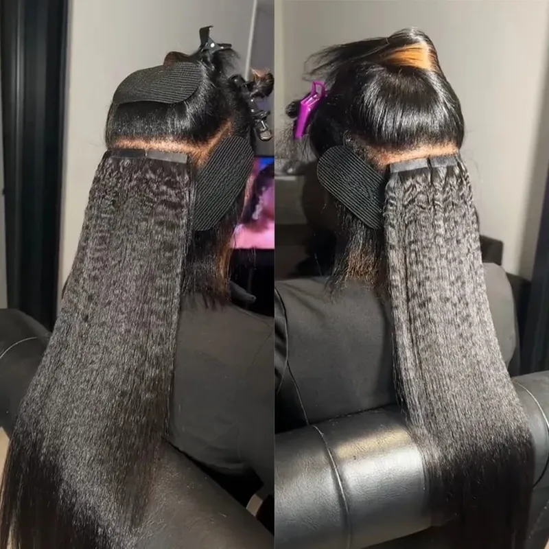 Tape In Hair Extensions Human Hair Natural Color Kinky Straight Skin Weft Seamless Invisible Tape In Extensions for Women