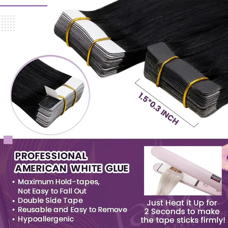 Natural Color Tape In Hair Extensions Human Hair Silk Straight Seamless Invisible Tape In Extensions Color P4/27 20Pcs for Women