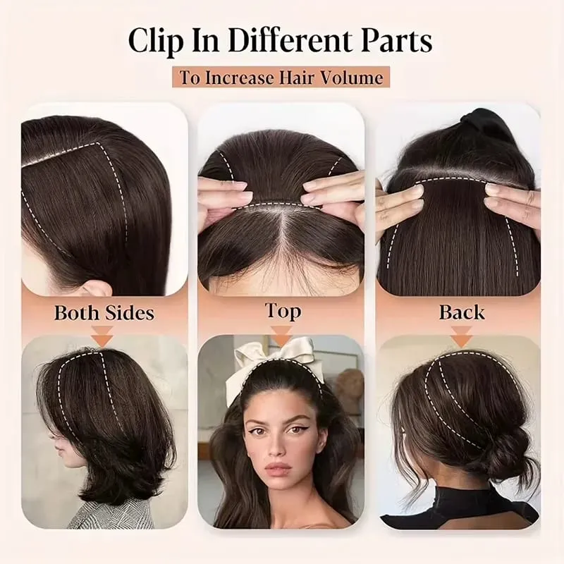 Seamless Synthetic Clip Ins Bangs Hair Extension With Secure BB Clips Thick Lining of Hair Top Side Cover Hairpieces for Women — image 5